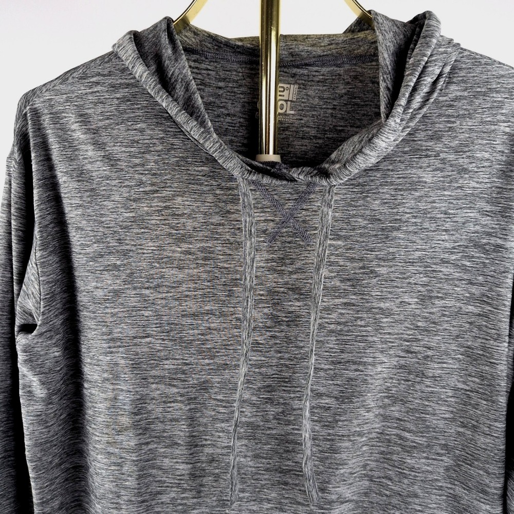 32 Degrees Cool Men Medium Long Sleeve Hooded T-Shirt Gray Space Dye Activewear